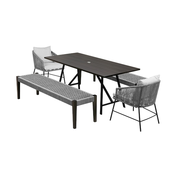 Armen Living Koala Calica and Camino 5 Piece Outdoor Dining Set with Dark Eucalyptus Wood 840254333796 - main